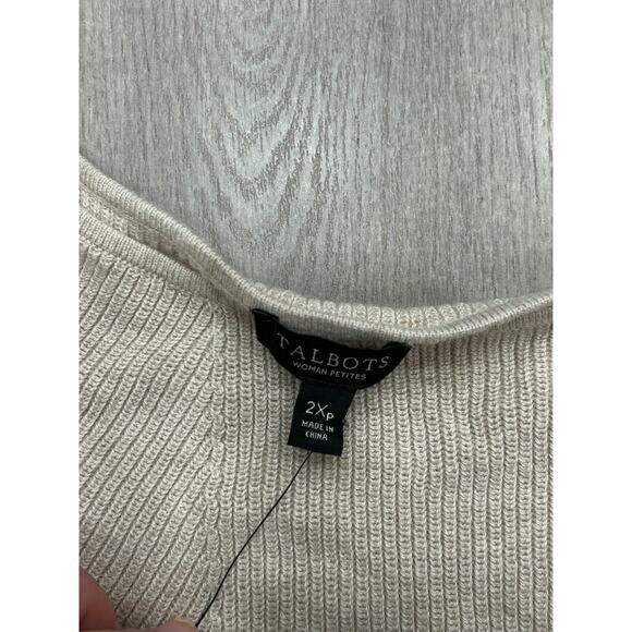 Talbots Women's Beige Cashmere Blend Round Neck Ribbed Sweater Size 2XP NWOT - Picture 6 of 7